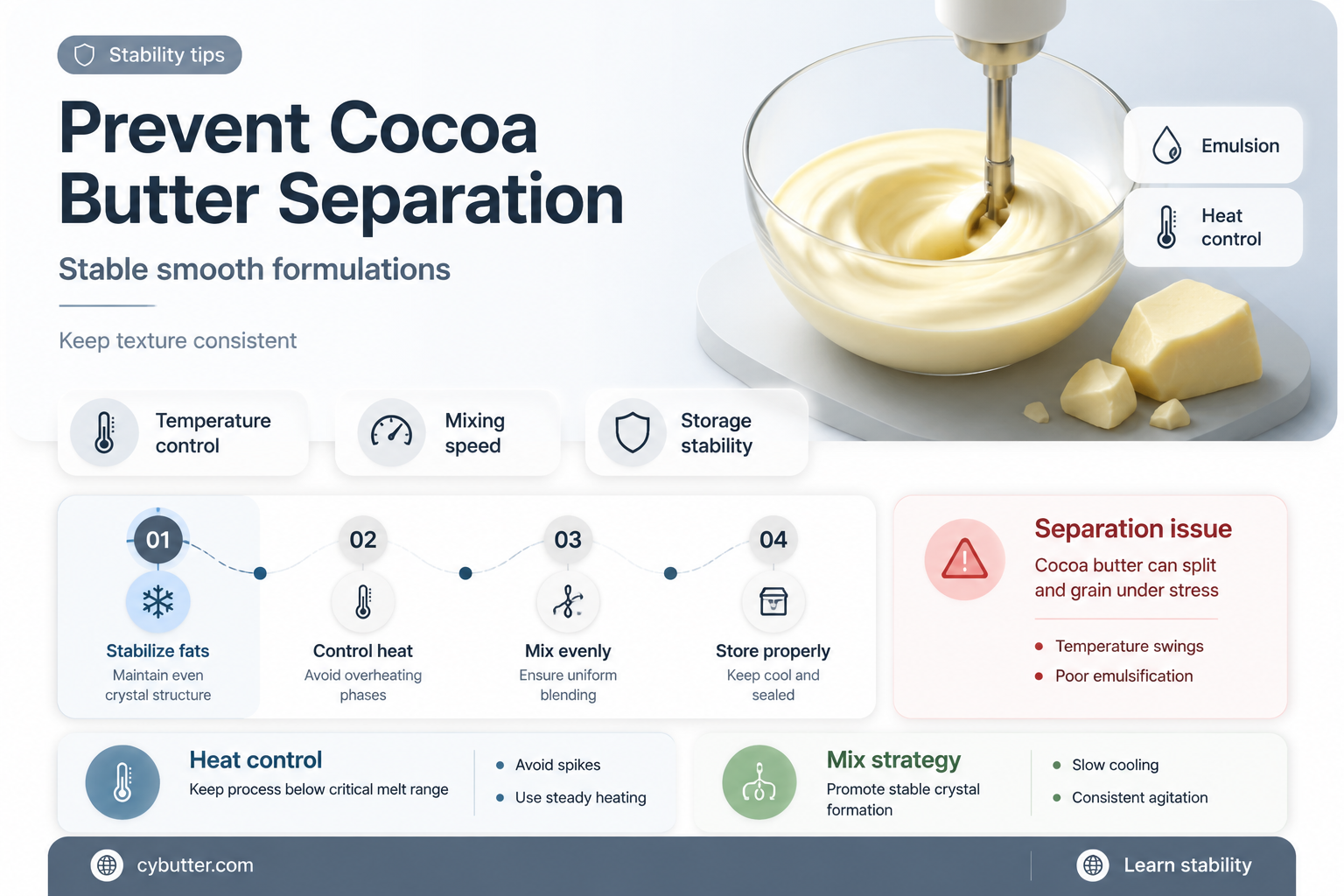 how to get cocoa butter to not separate