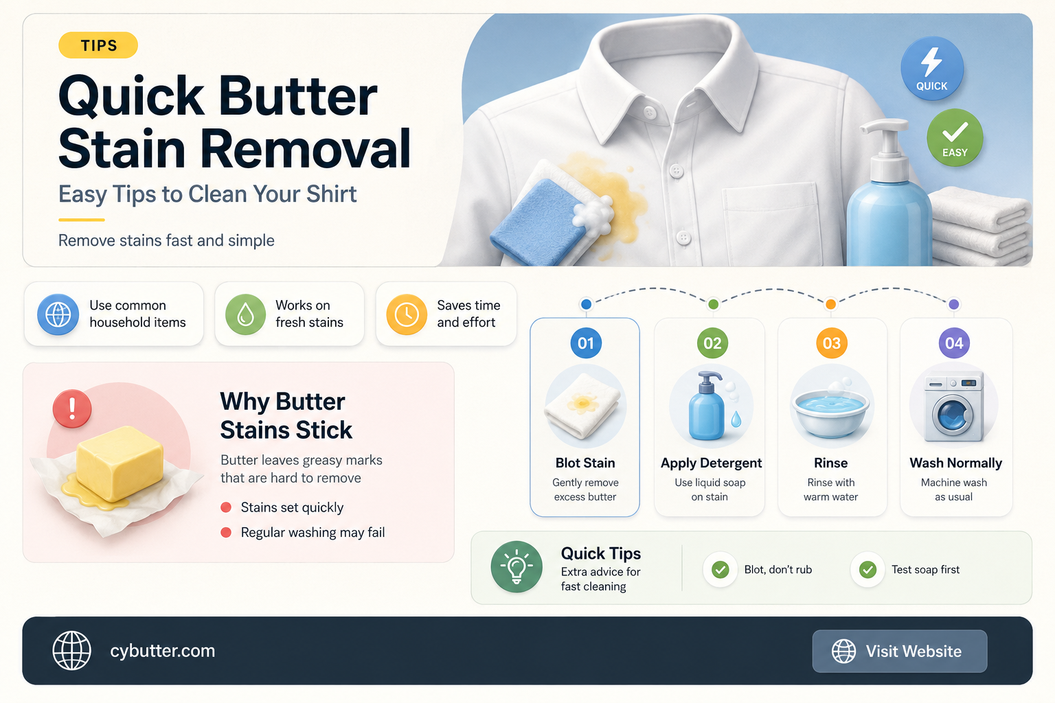 how to get butter off shirt
