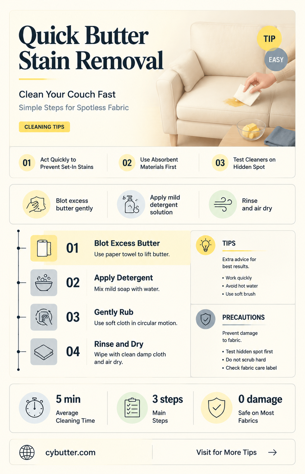 how to get butter off couch