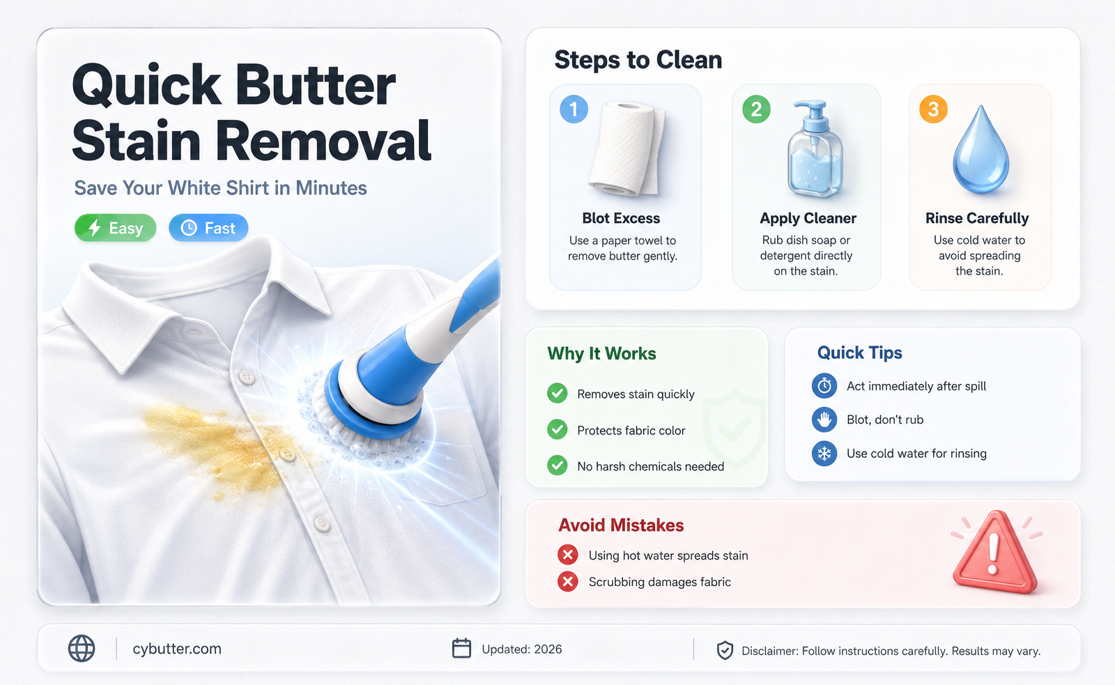 how to get butter out of a white shirt