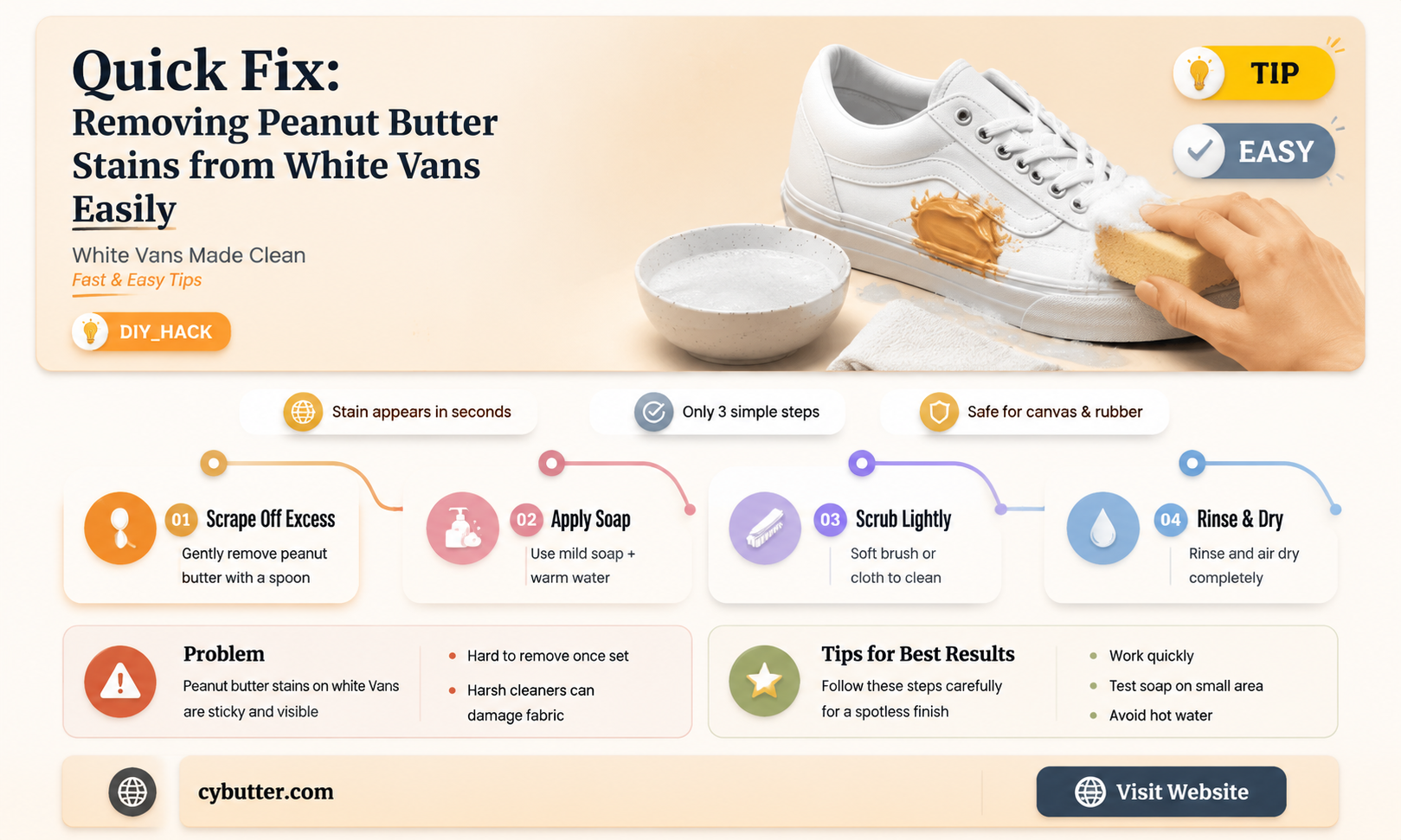 how ro get peanut butter off of whuite vans
