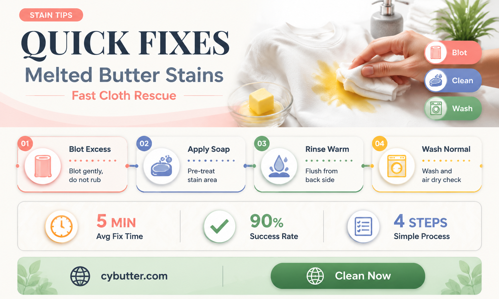 how to get melted butter off clothes