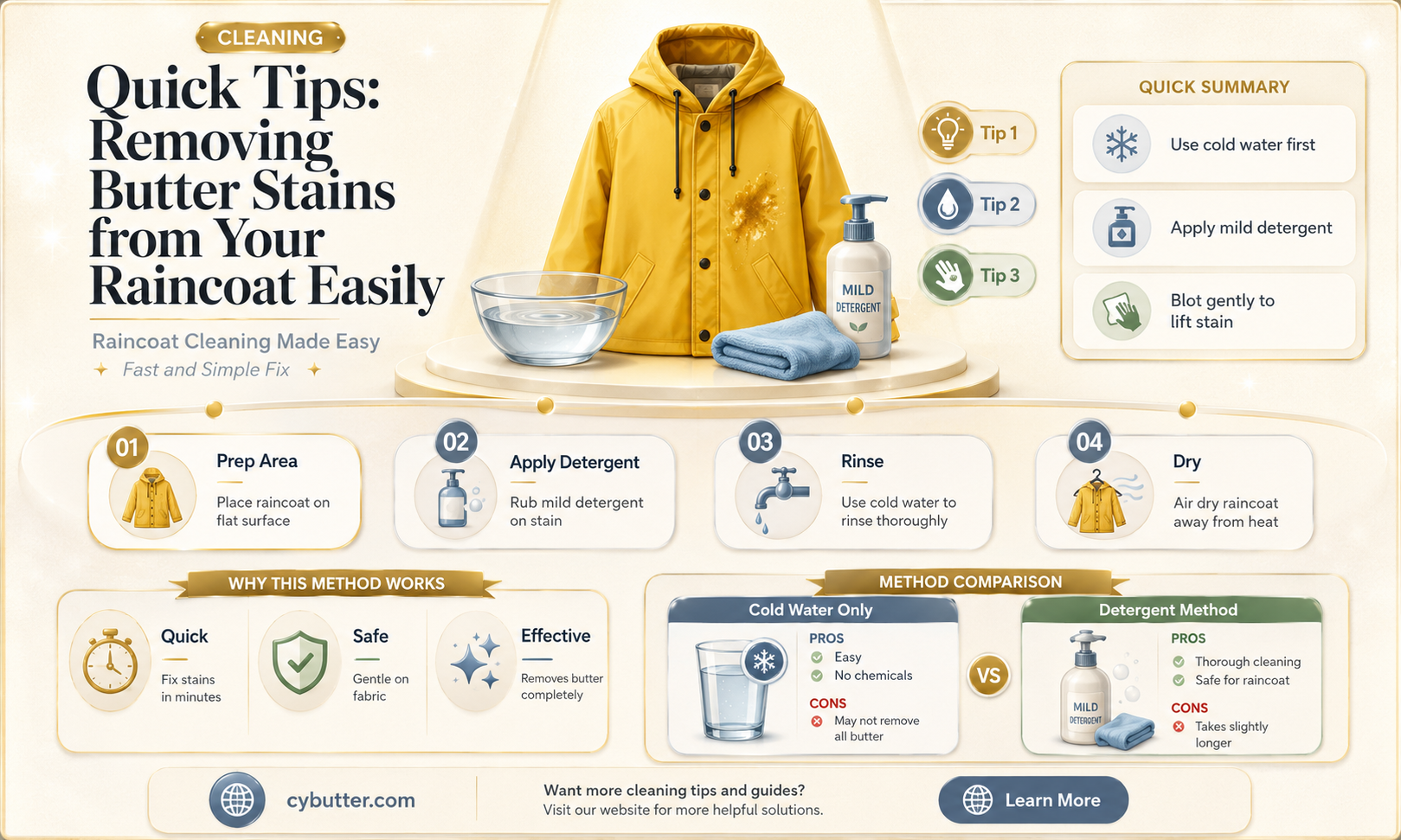 how to get butter off a raincoat