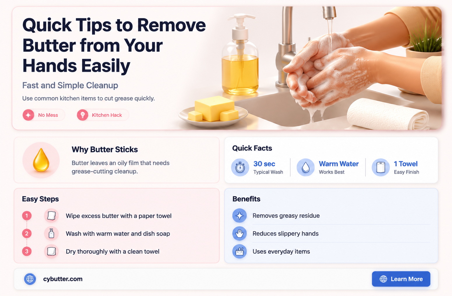 how to get butter off your hands