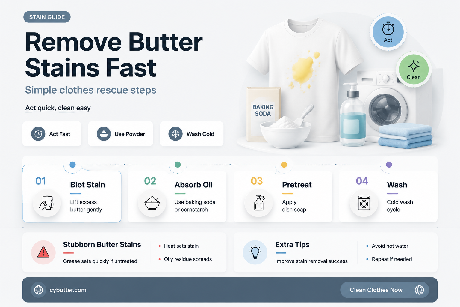 how to get drawn butter out of clothes