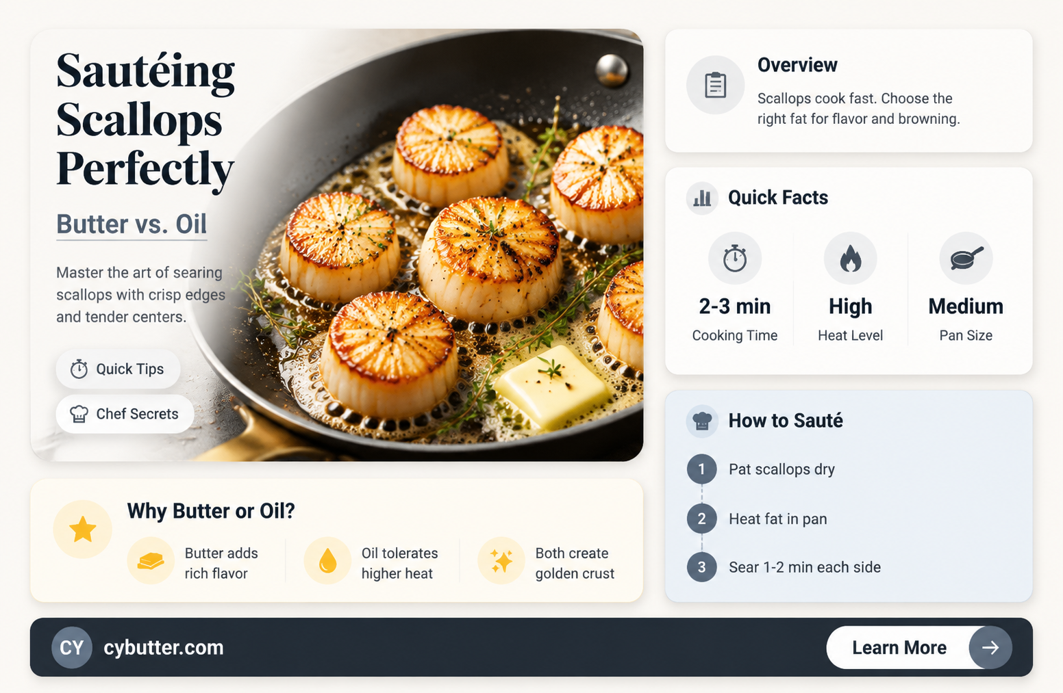 how long to saute scallops in butter or oil