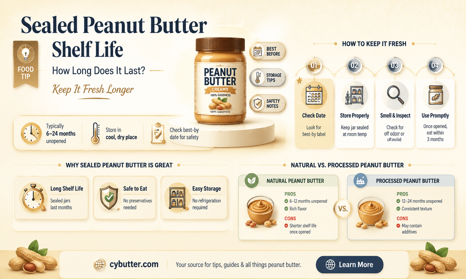 how long is sealed peanut butter good for