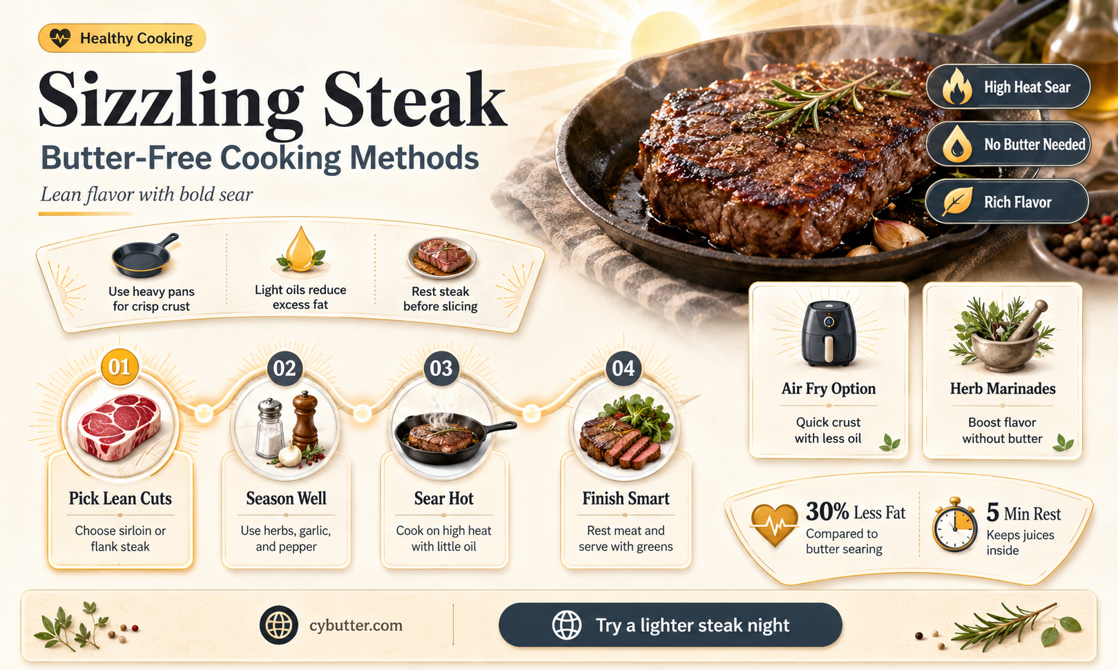how to cook steak without butter