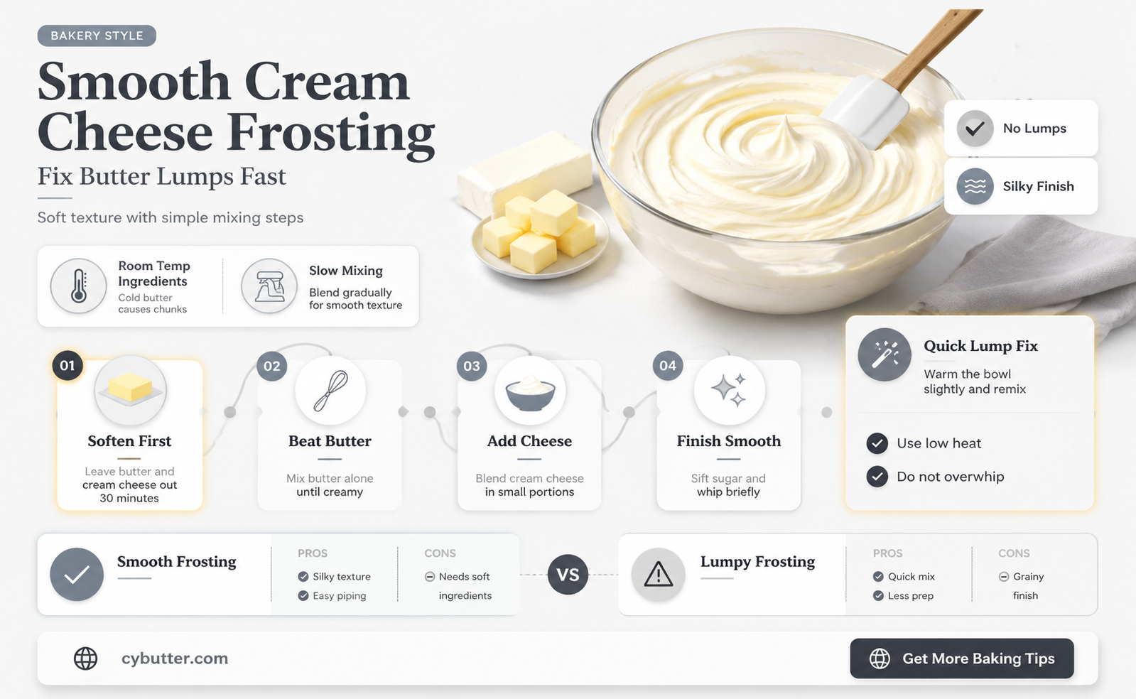 how to get butter lumps out of cream cheese frosting