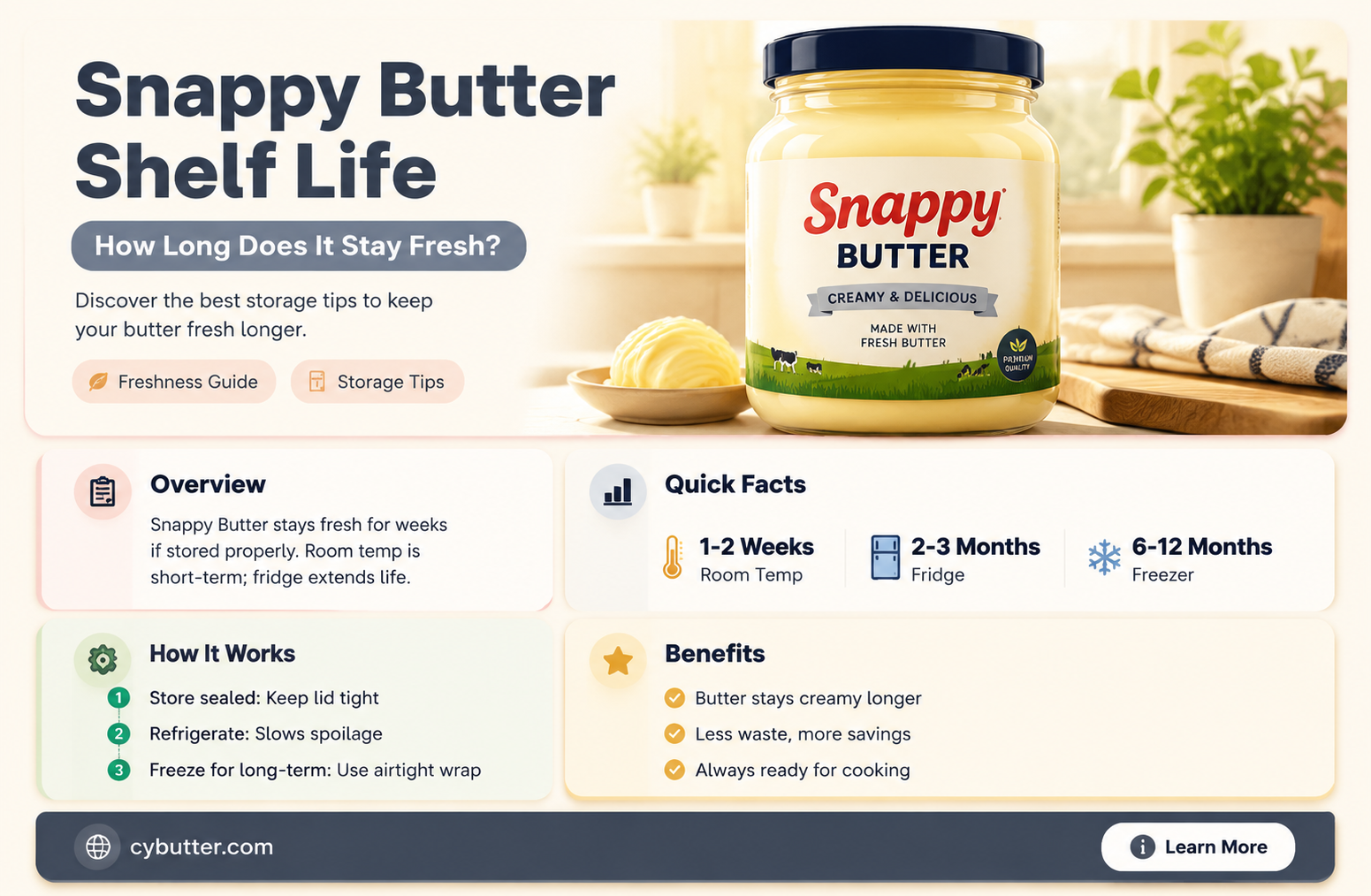 how long snappy butter good for
