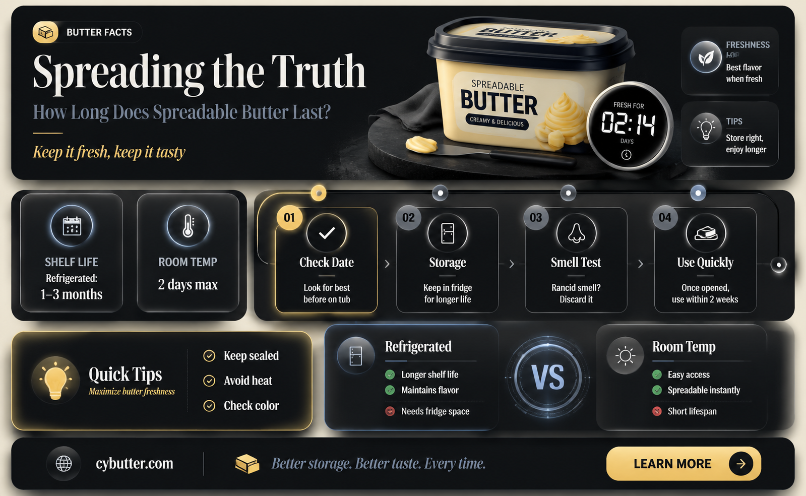 how long is spreadable butter good for