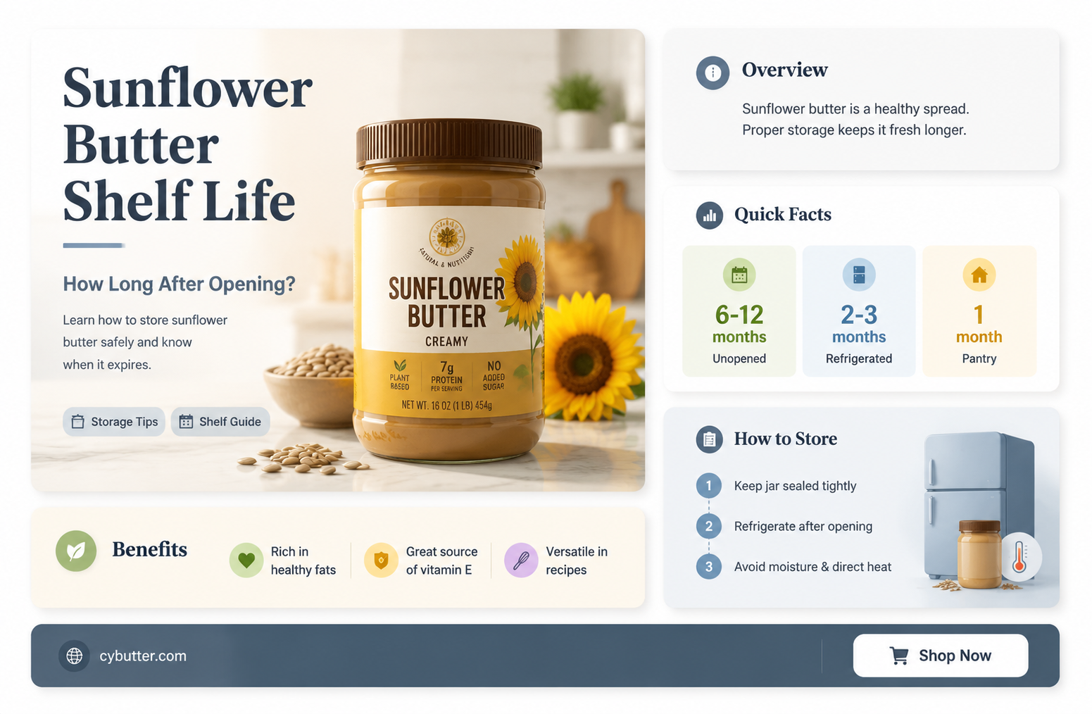 how long is sunflower butter good after opening
