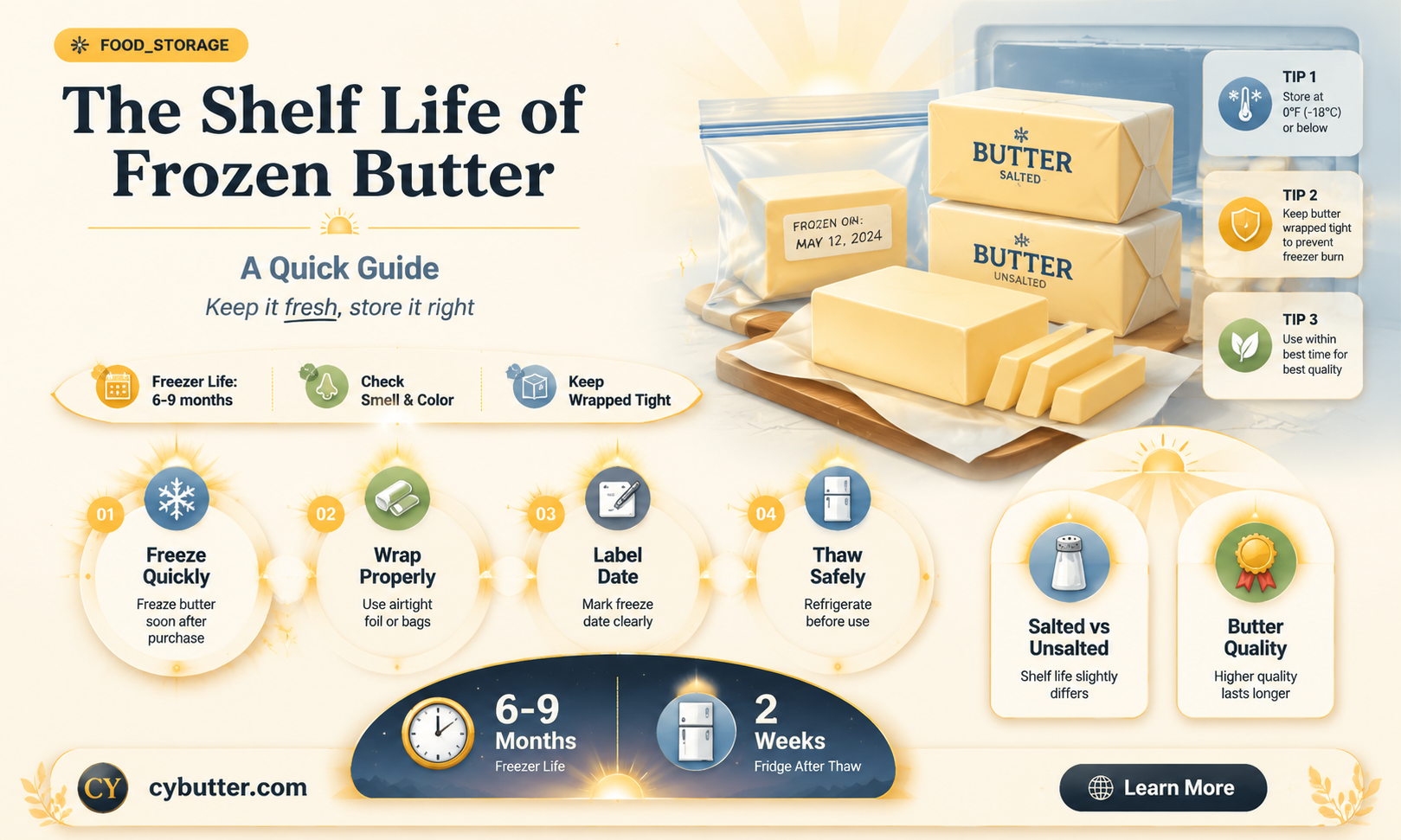 how long will frozen butter keep
