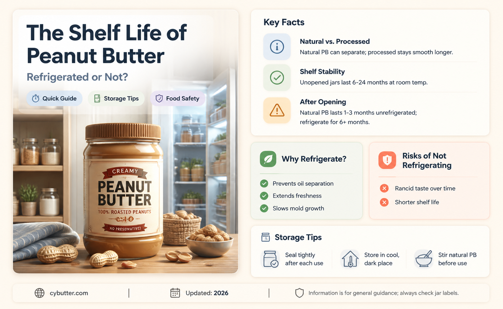 how long does peanut butter last in the fridge