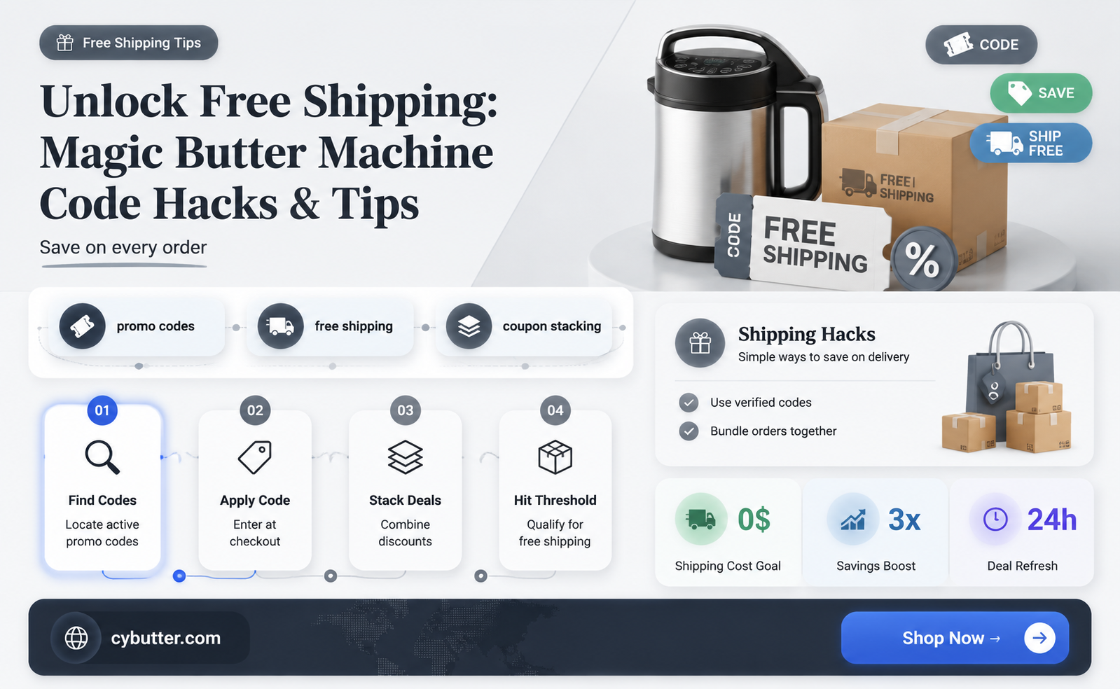 how to get free shipping code for magic butter machine