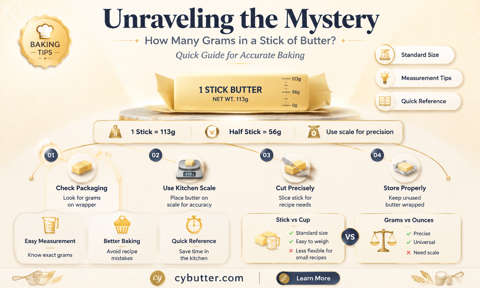 how many grams in stick of butter