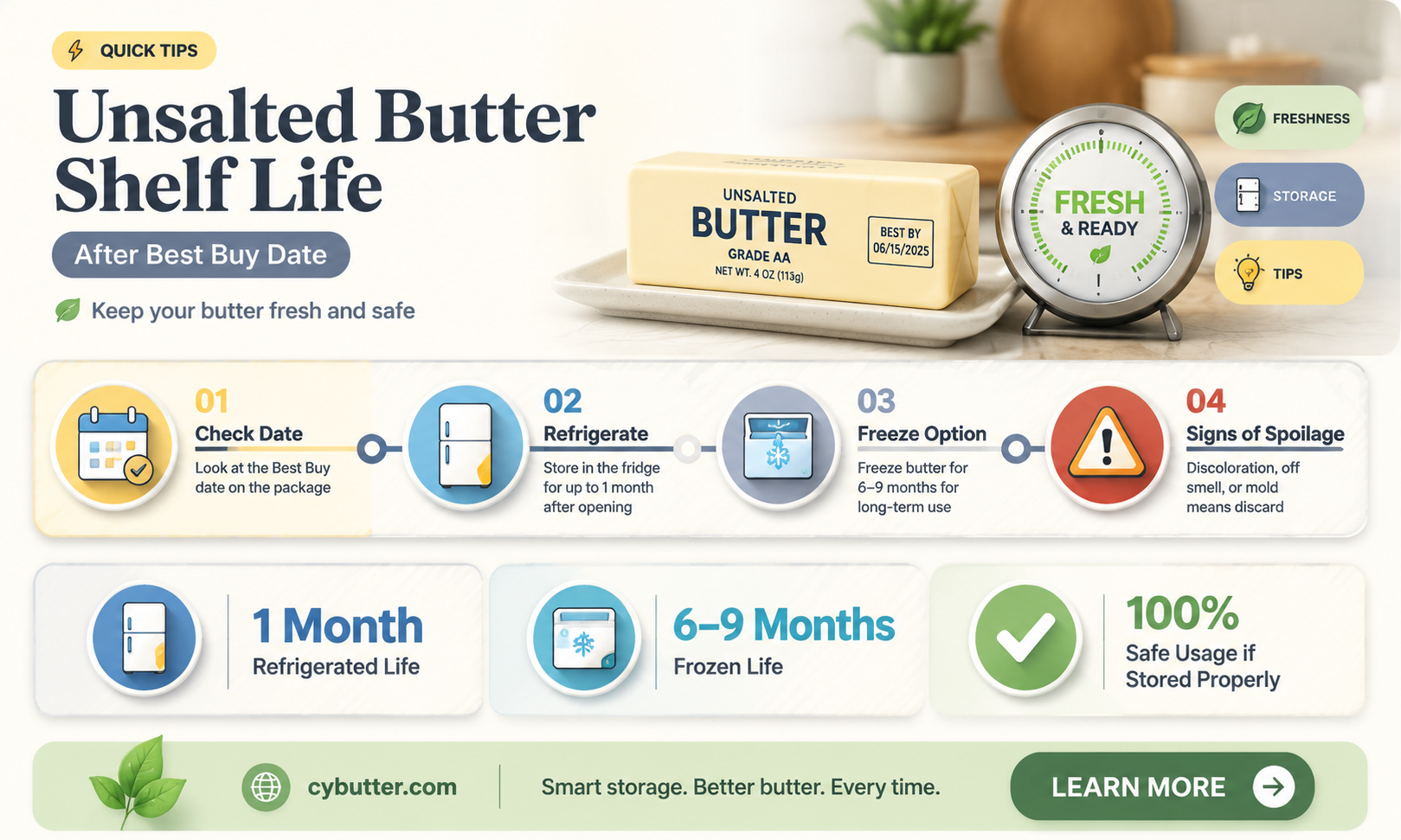 how long is unsalted butter good after best buy date