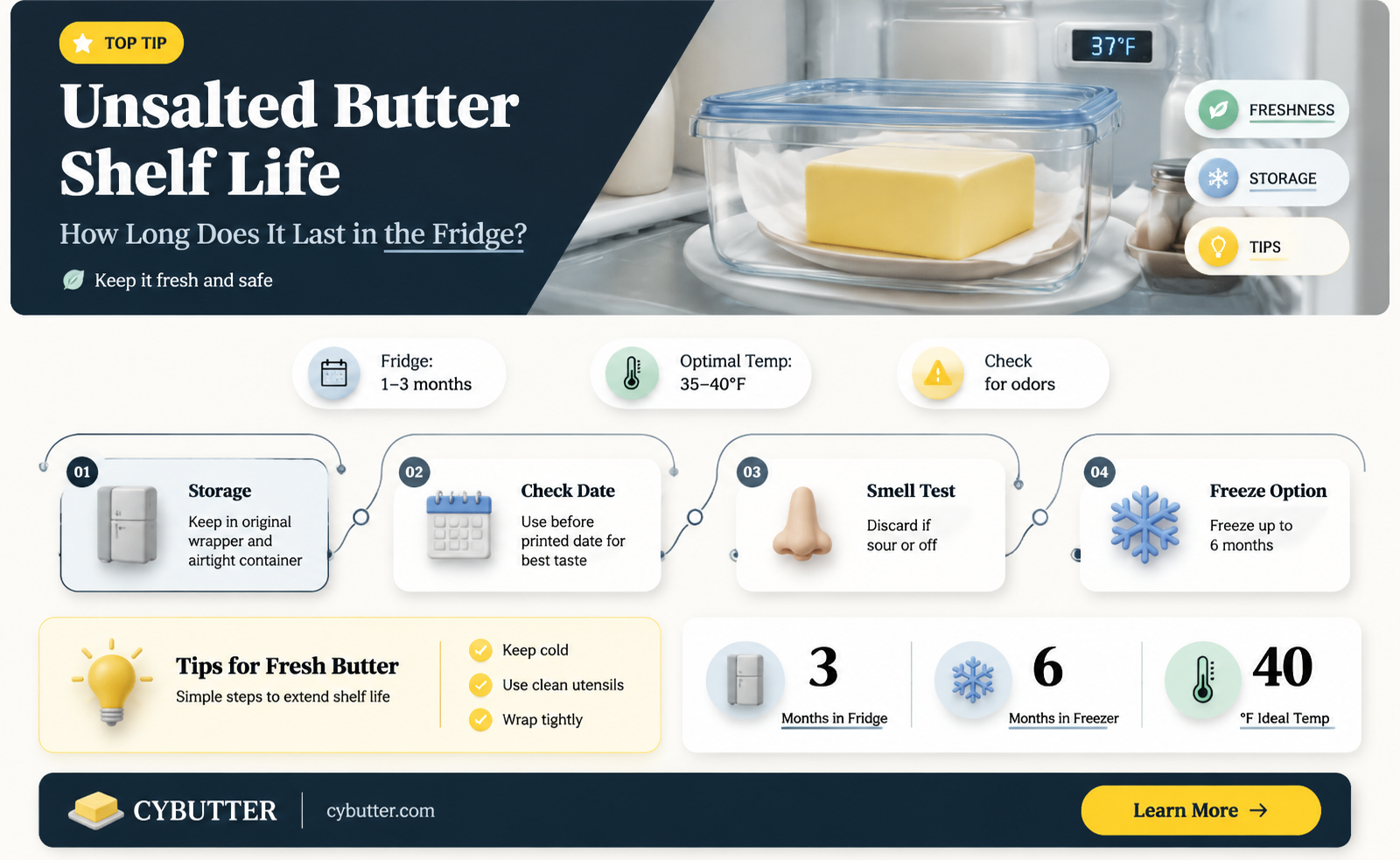 how long is unsalted butter good for in the fridge