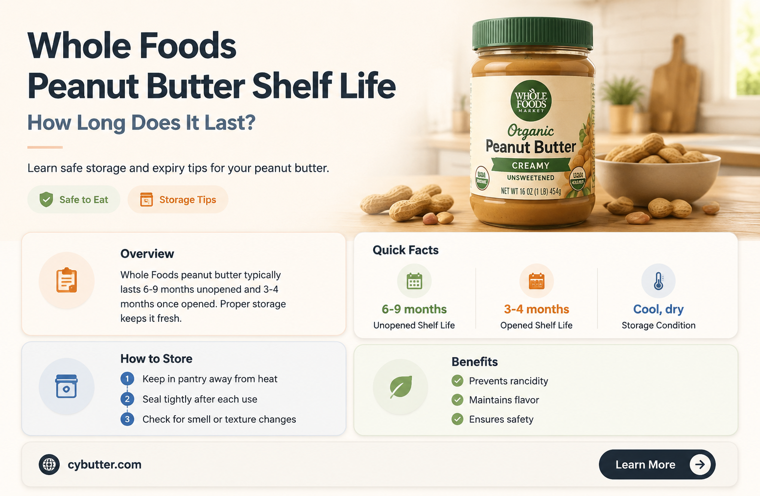 how long is whole foods peanut butter good for