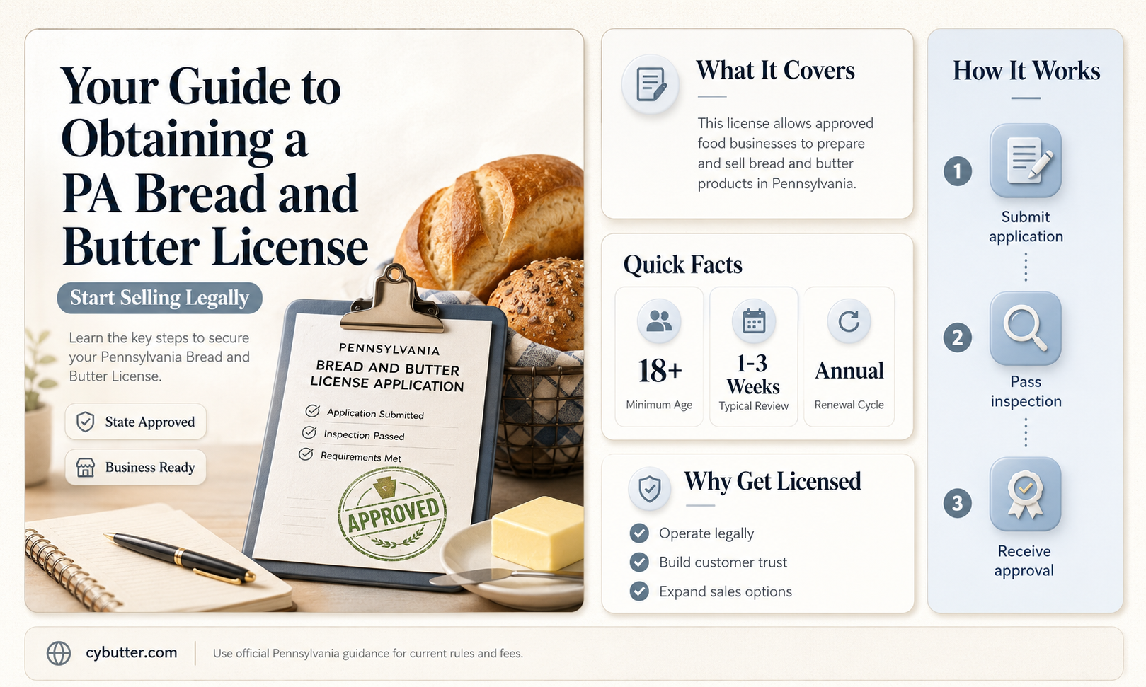 how to get a bread and butter license in pa